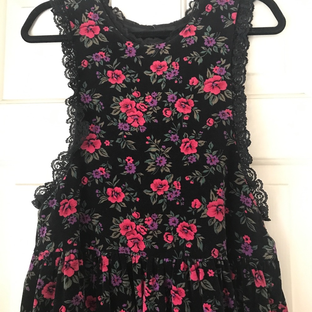 Retro romantic velveteen overall dress